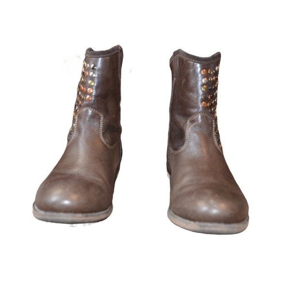 Brown Studded Leather Boots - Picture 1 of 7